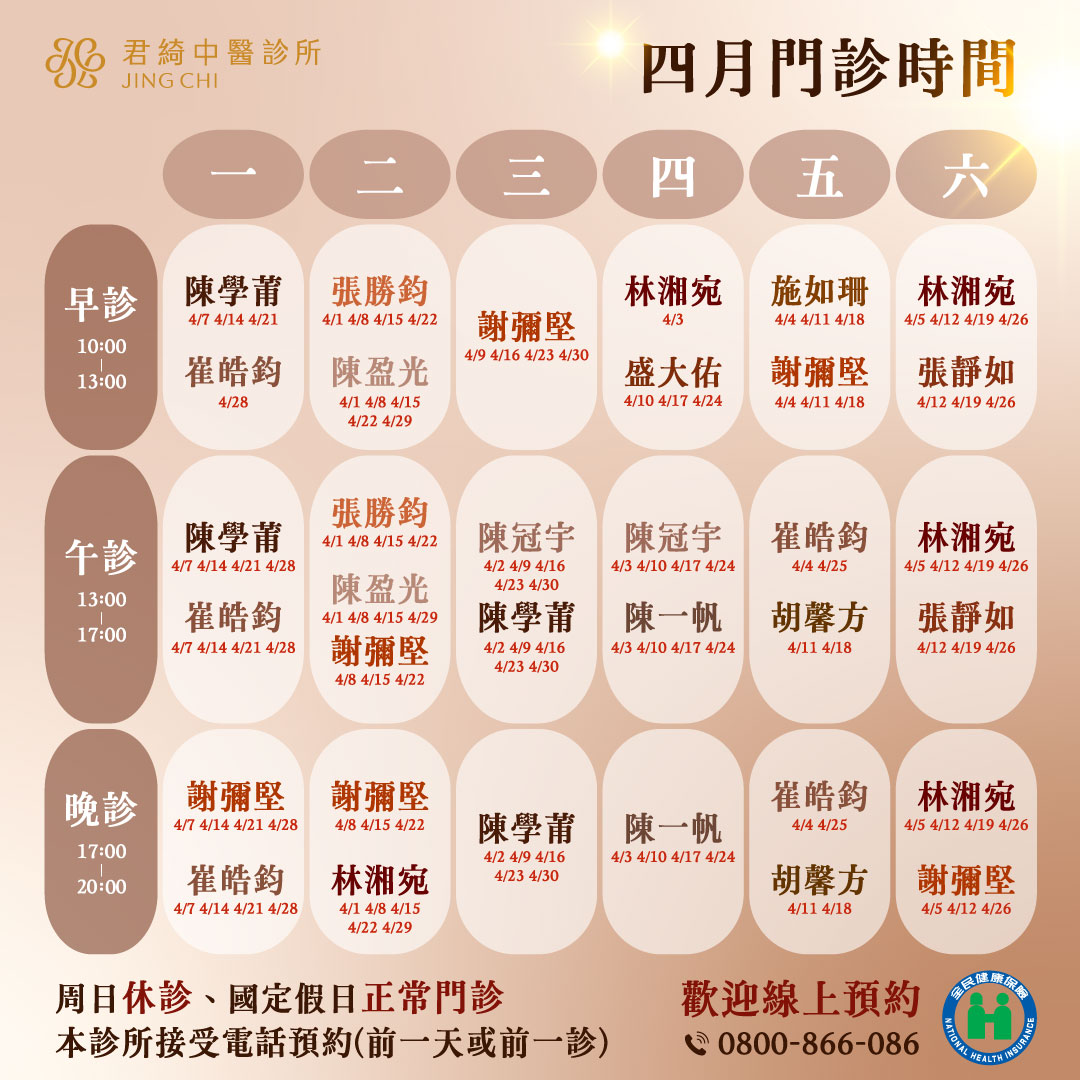 2025.04月份醫師門診表